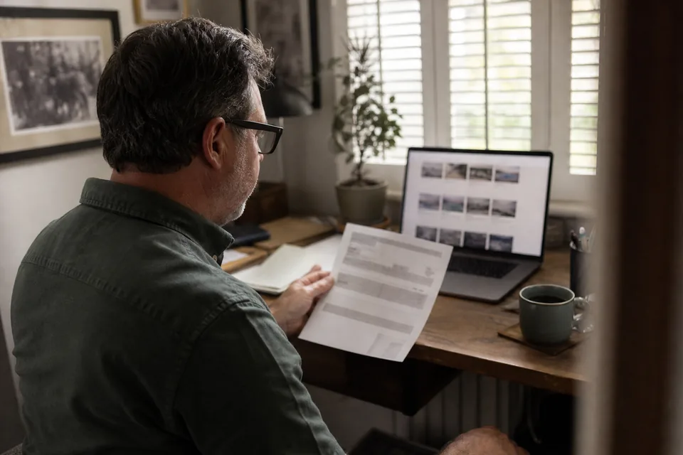 A buyer weighing a monthly membership charge on a credit card statement while browsing business listings